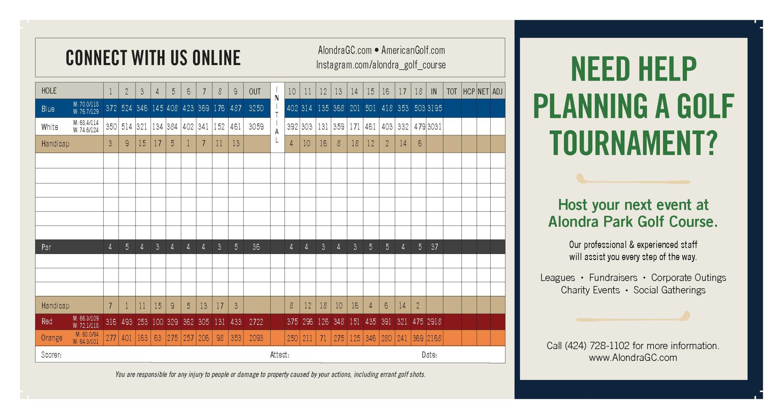 View Scorecard Alondra Park Golf Course Alondra Park Golf Course